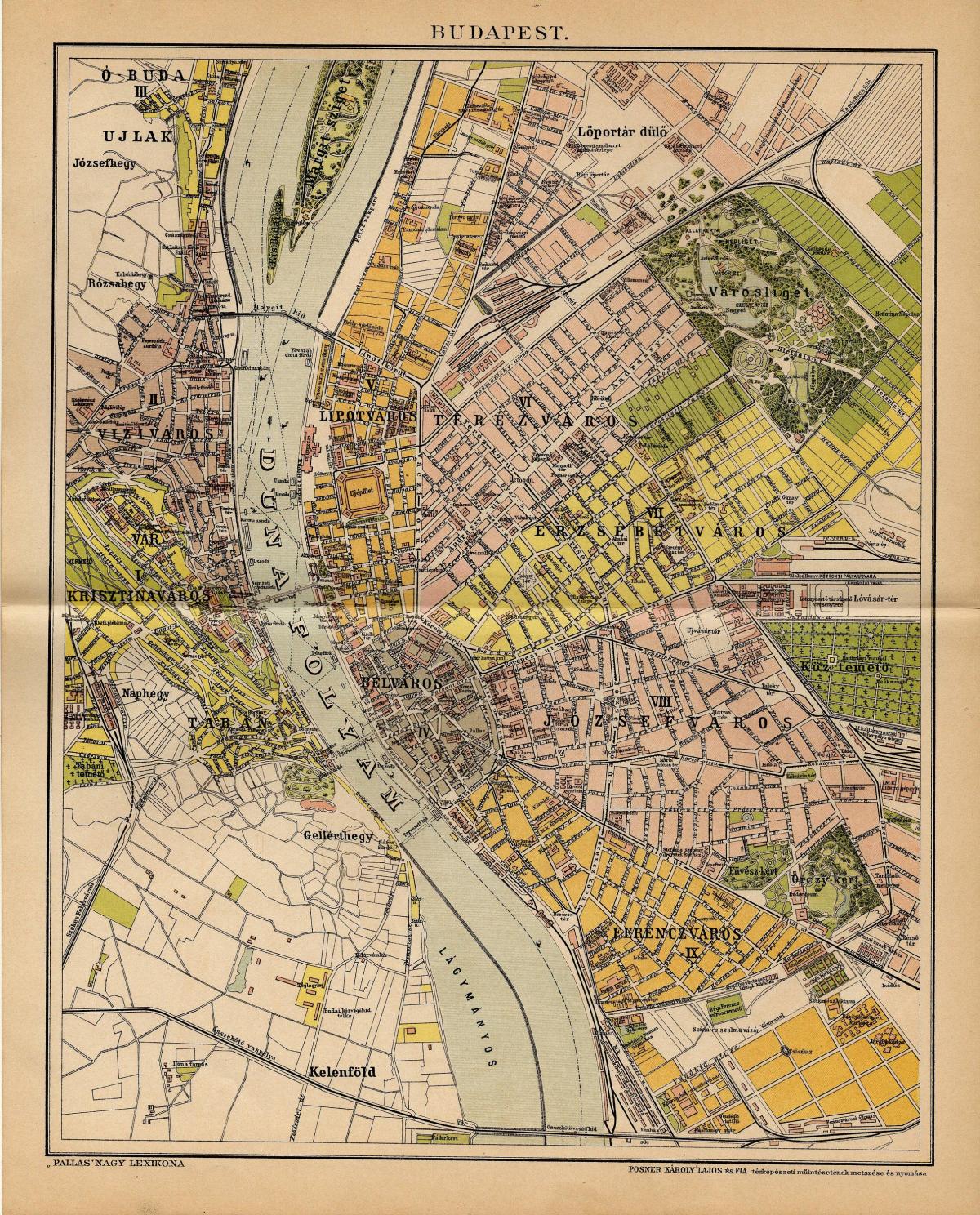 Plan historique de Budapest