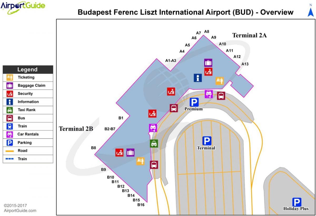 Plan des terminaux aéroport de Budapest