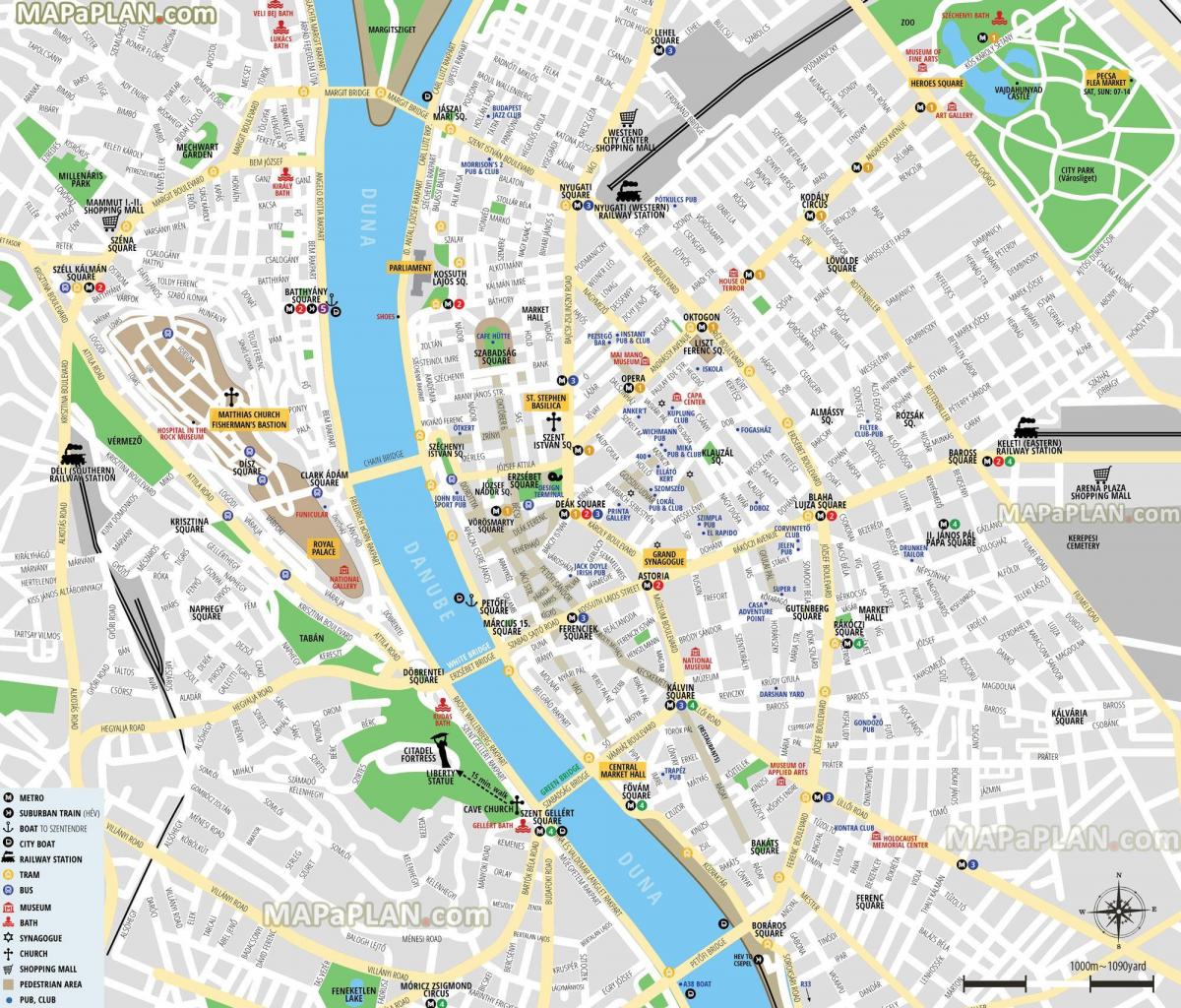 Plan du centre ville de Budapest