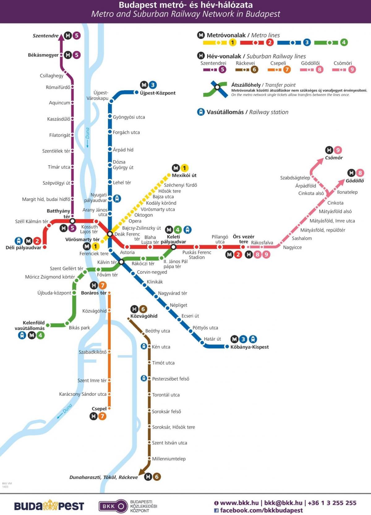 Plan des stations de metro de Budapest