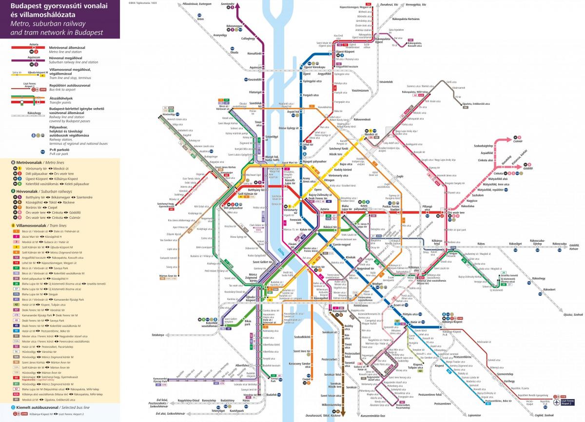 Plan des stations de tramway de Budapest