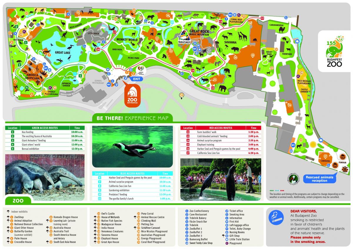 Plan du parc zoologique de Budapest